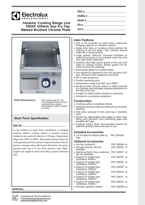Electrolux Professional 700XP E7IILAAOMCA - Gas Griddle Plate