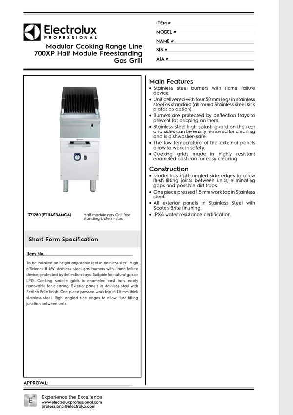 Electrolux Professional 700XP E7JJASBAMCA - Half Module Freestanding Electric BBQ Char Grill