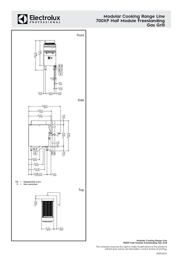 Electrolux Professional 700XP E7JJASBAMCA - Half Module Freestanding Electric BBQ Char Grill
