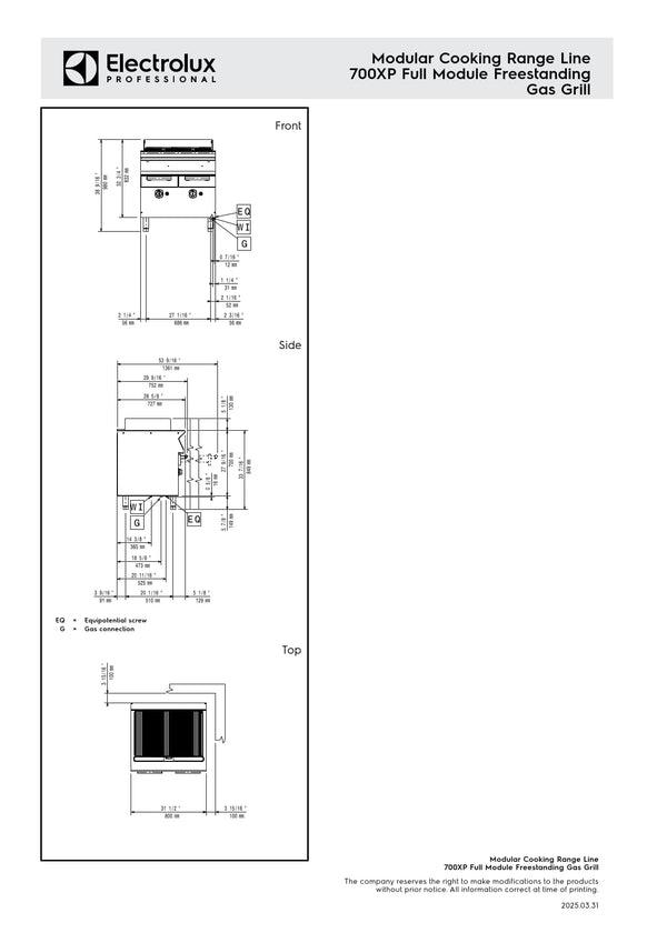Electrolux Professional 700XP E7JJASBAMEA - Full Module Freestanding Electric BBQ Char Grill