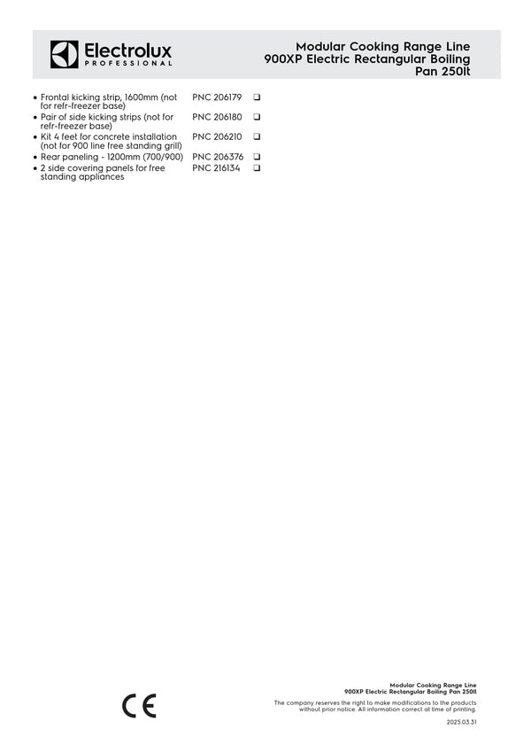Electrolux Professional 900XP E9BSELIUFE - 250 Litre Electric Rectangular Stock Pot