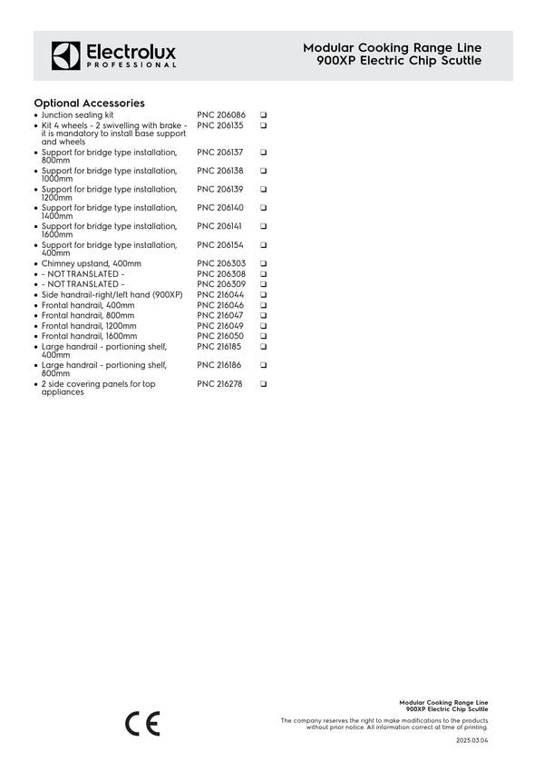 Electrolux Professional 900XP E9CSPDC000 - Electric Chip Scuttle
