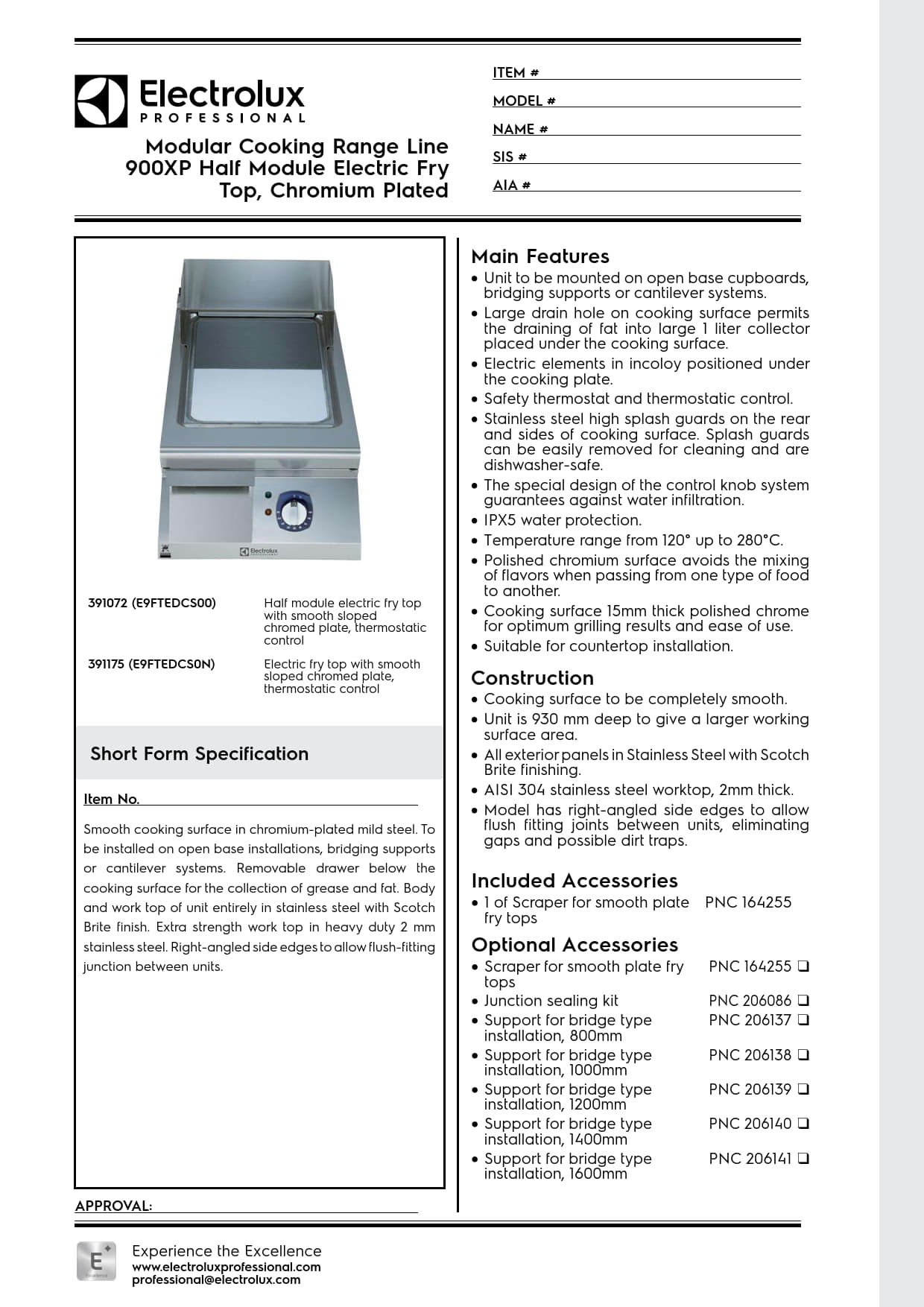 Electrolux Professional 900XP E9FTEDCS00 - Electric Griddle Plate