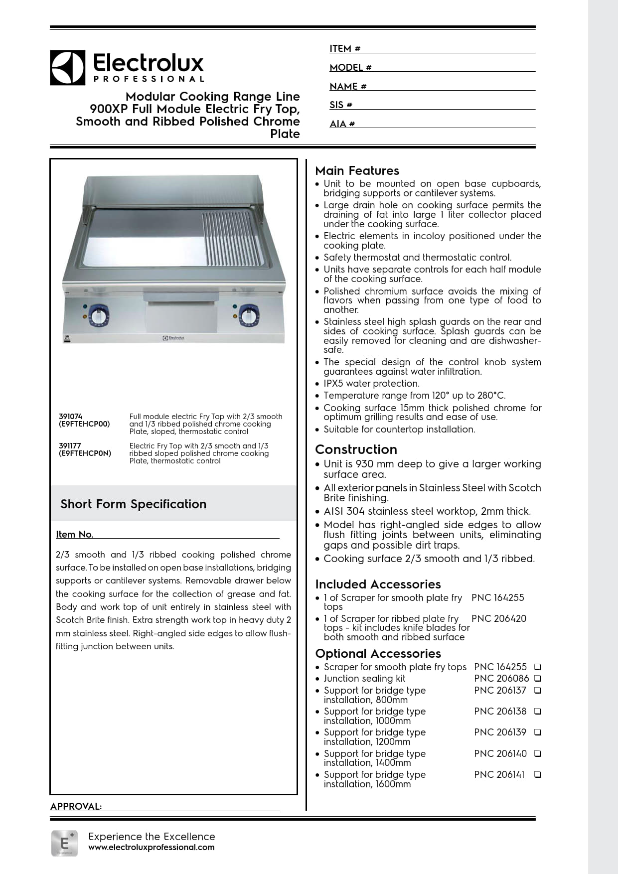 Electrolux Professional 900XP E9FTEHCP00 - Electric Griddle Plate