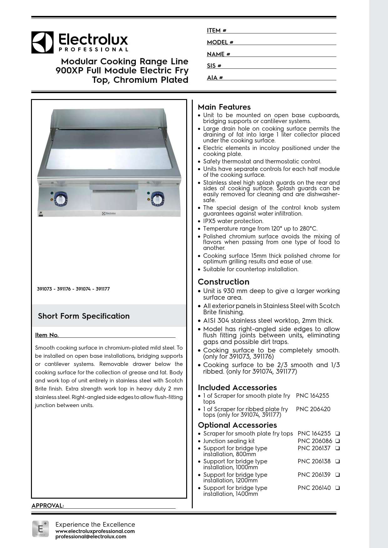 Electrolux Professional 900XP E9FTEHCS00 - Electric Griddle Plate