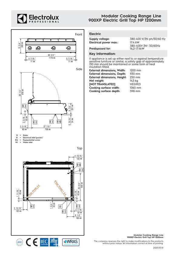 Electrolux Professional 900XP E9GRELGS0P - Electric BBQ Char Grill Top