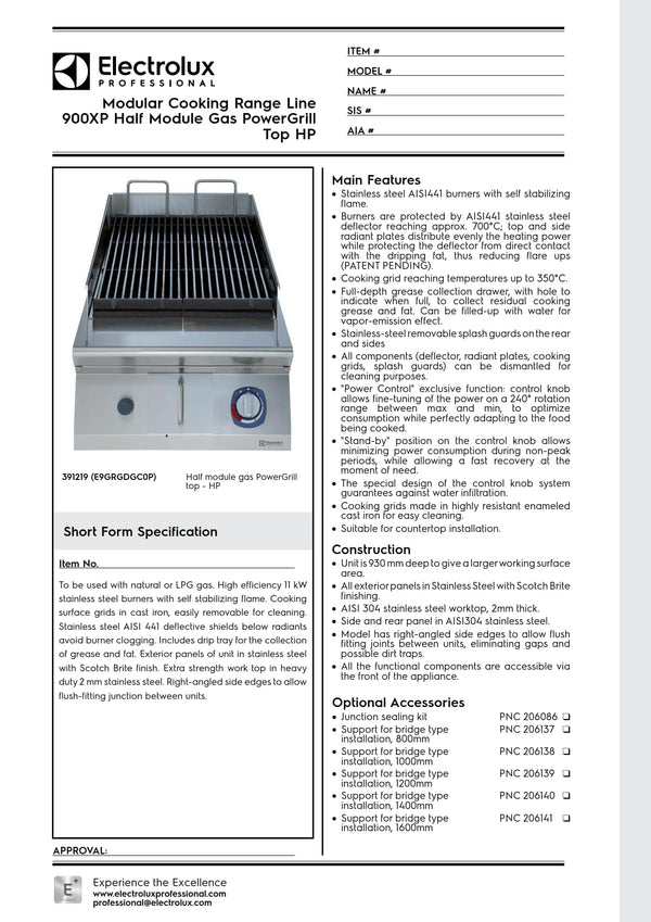 Electrolux Professional 900XP E9GRGDGC0P - Gas BBQ Char Grill Top