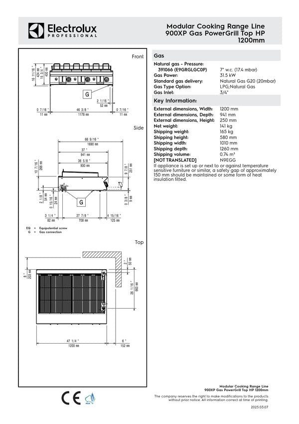 Electrolux Professional 900XP E9GRGLGC0P - Gas BBQ Char Grill Top