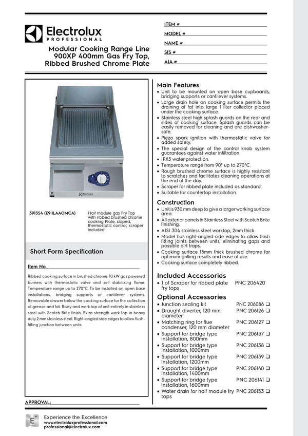 Electrolux Professional 900XP E9IILAAOMCA - Gas Griddle Plate