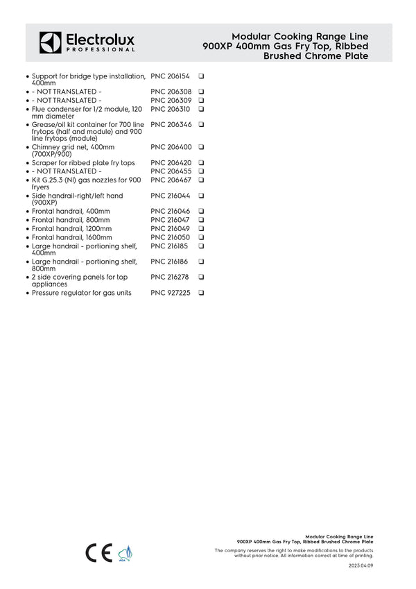Electrolux Professional 900XP E9IILAAOMCA - Gas Griddle Plate