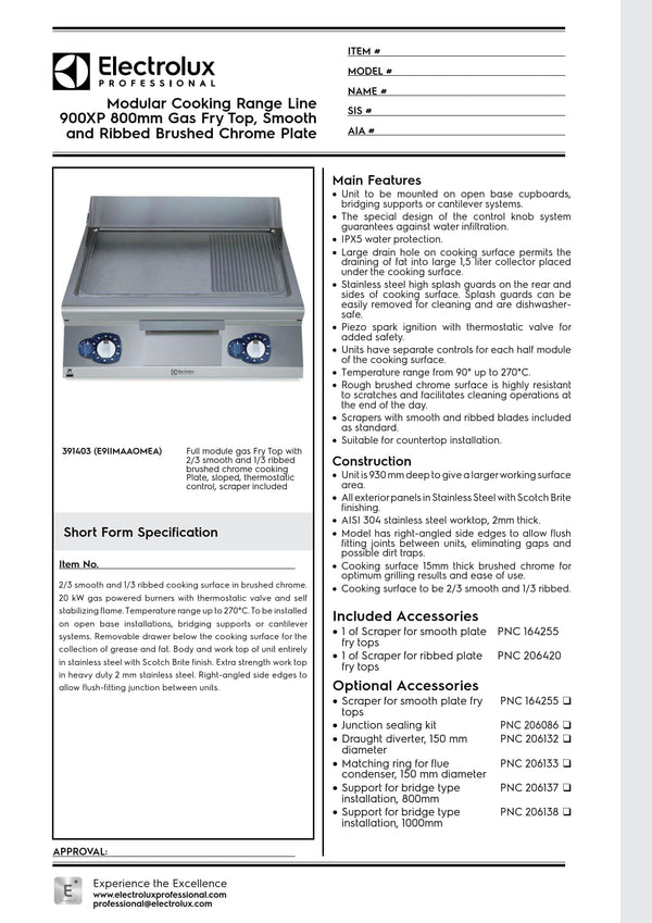 Electrolux Professional 900XP E9IIMAAOMEA - Gas Griddle Plate