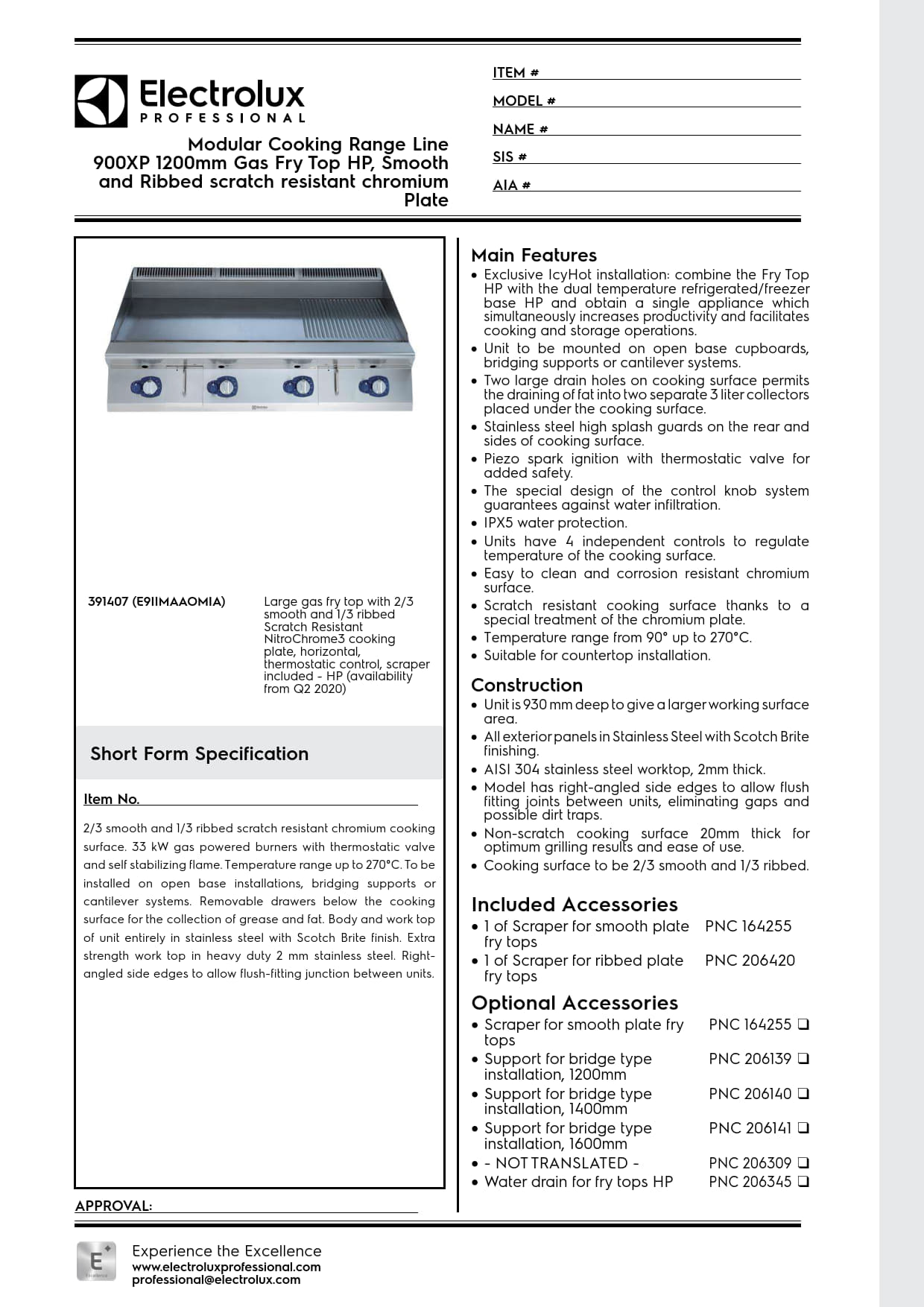 Electrolux Professional 900XP E9IIMAAOMIA - Gas Griddle Plate