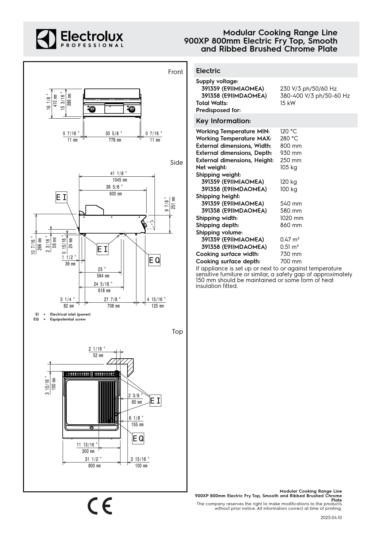 Electrolux Professional 900XP E9IIMDAOMEA - Electric Griddle Plate