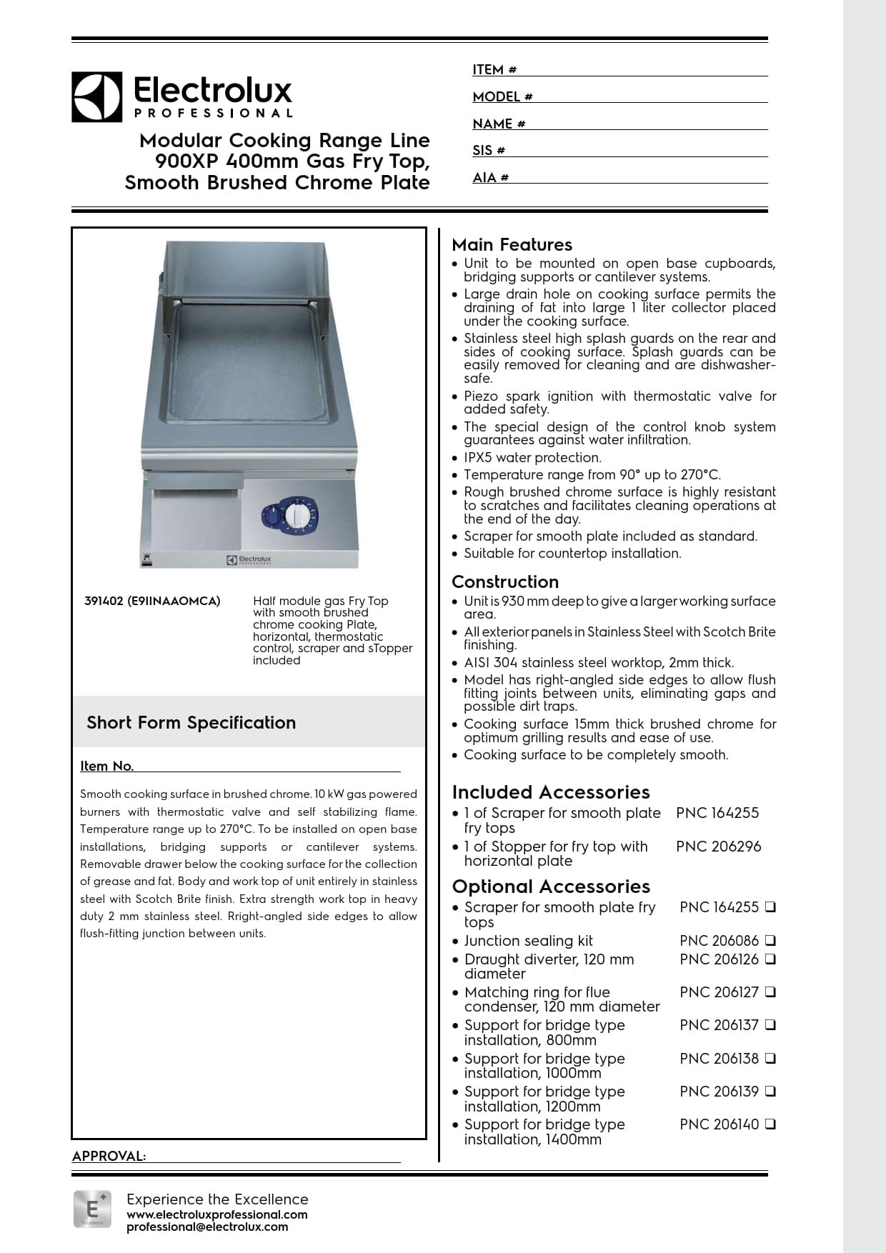 Electrolux Professional 900XP E9IINAAOMCA - Gas Griddle Plate