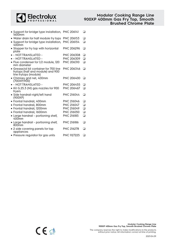 Electrolux Professional 900XP E9IINAAOMCA - Gas Griddle Plate