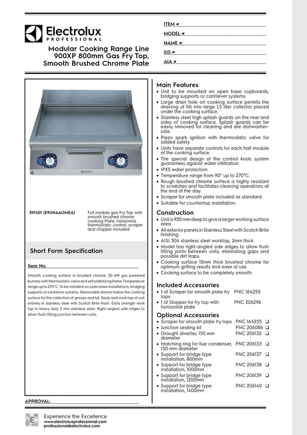 Electrolux Professional 900XP E9IINAAOMEA - Gas Griddle Plate