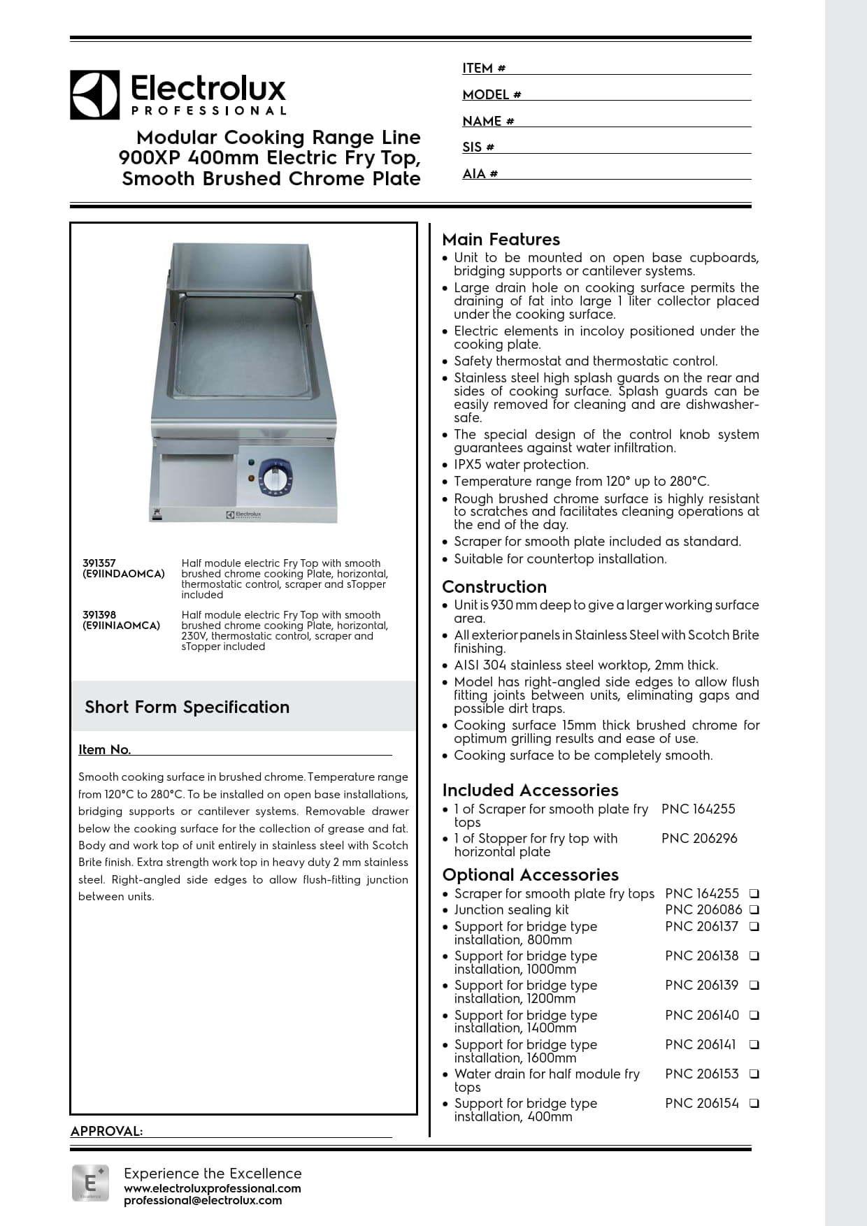 Electrolux Professional 900XP E9IINDAOMCA - Electric Griddle Plate