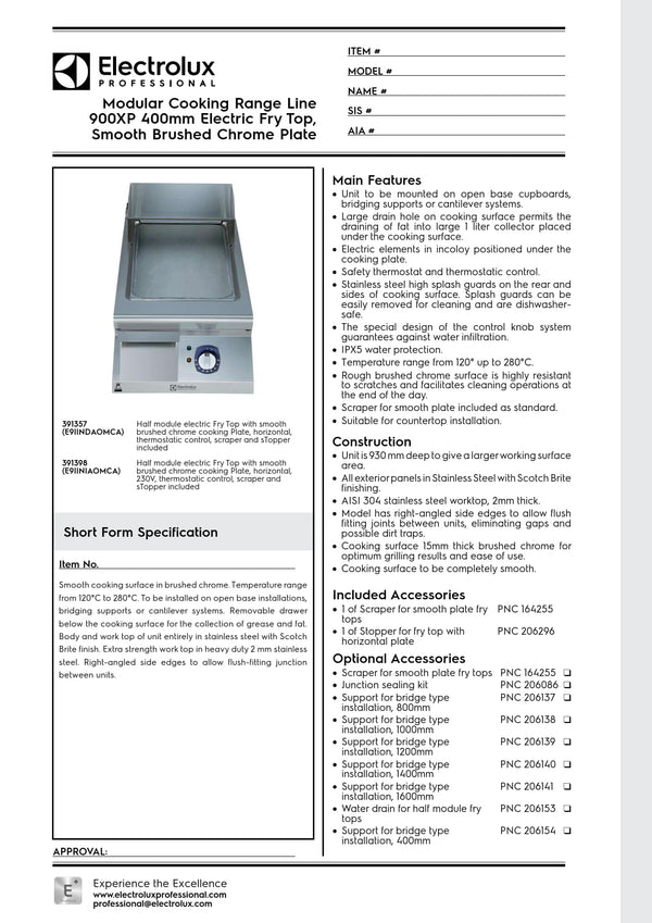 Electrolux Professional 900XP E9IINDAOMCA - Electric Griddle Plate
