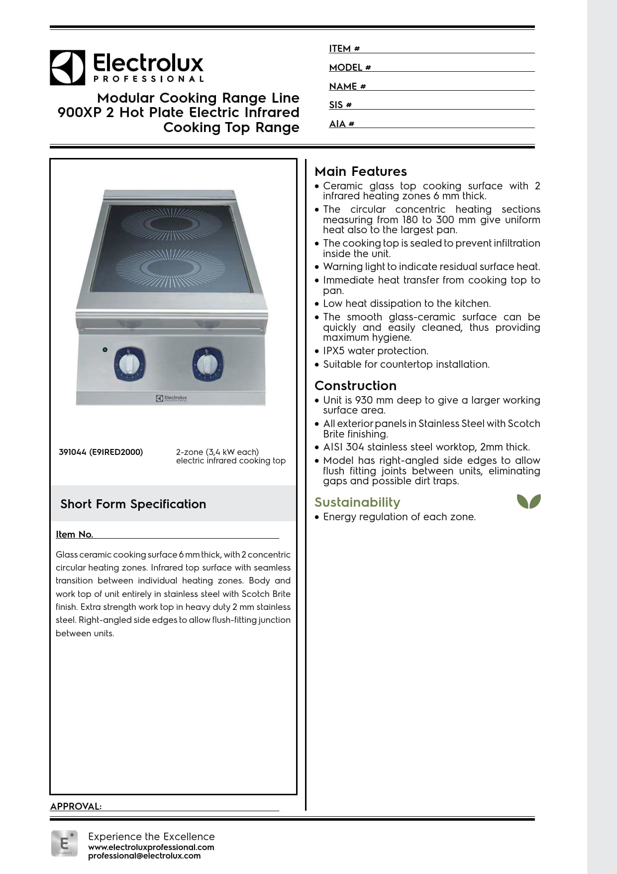 Electrolux Professional 900XP E9IRED2000 - Two Zone Electric Infrared Cook Top