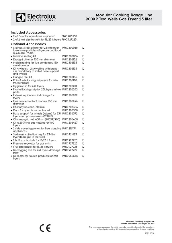 Electrolux Professional 900XP E9KKGABAMEA - Double Pan Gas Fryer