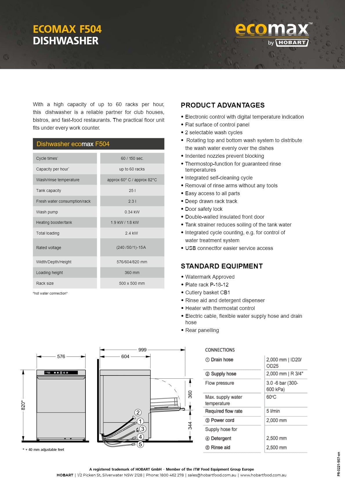Hobart ECOMAX 504 - Undercounter Dishwasher