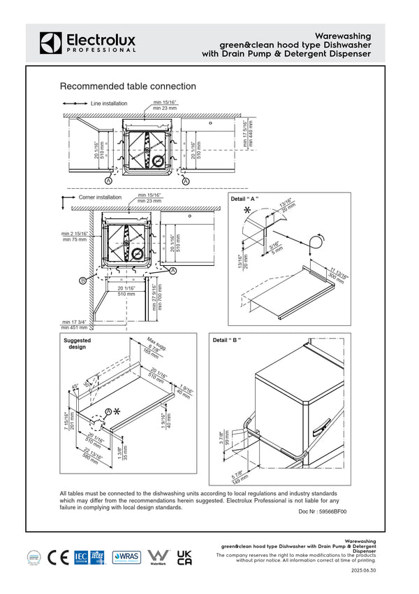 Electrolux Professional green&clean EHT8G - Hood Type Dishwasher