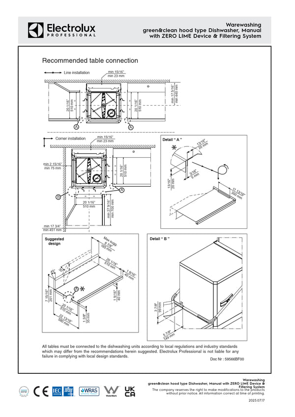 Electrolux Professional green&clean EHT8ILG - Hood Type Dishwasher