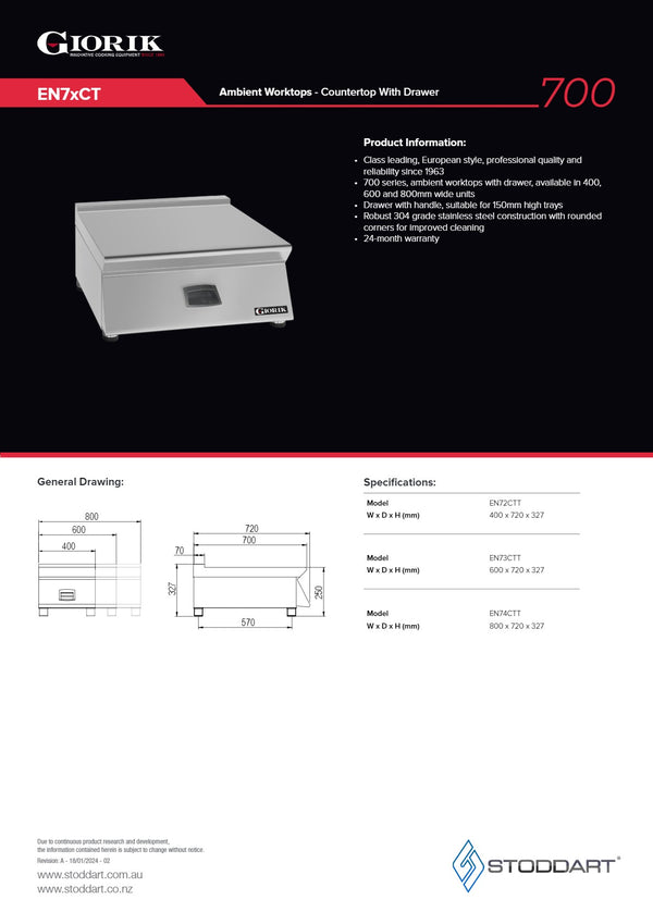 Giorik EN73CT - Worktop with Drawer