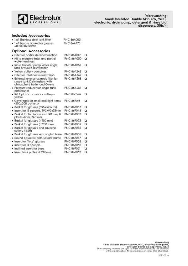 Electrolux Professional green&clean ESDIAG - Undercounter Glasswasher