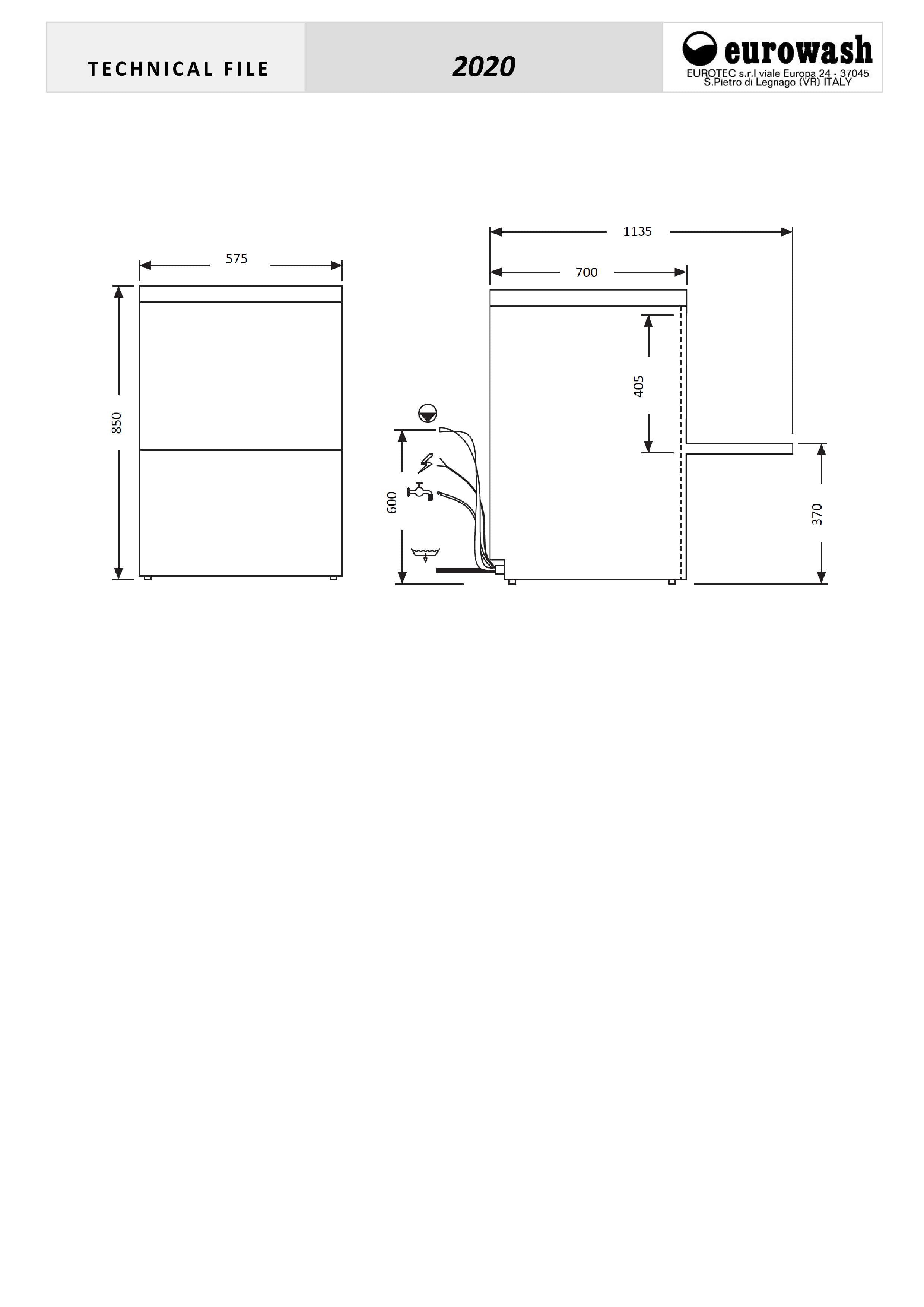 Eurowash E-Line EW370E - Undercounter Dishwasher