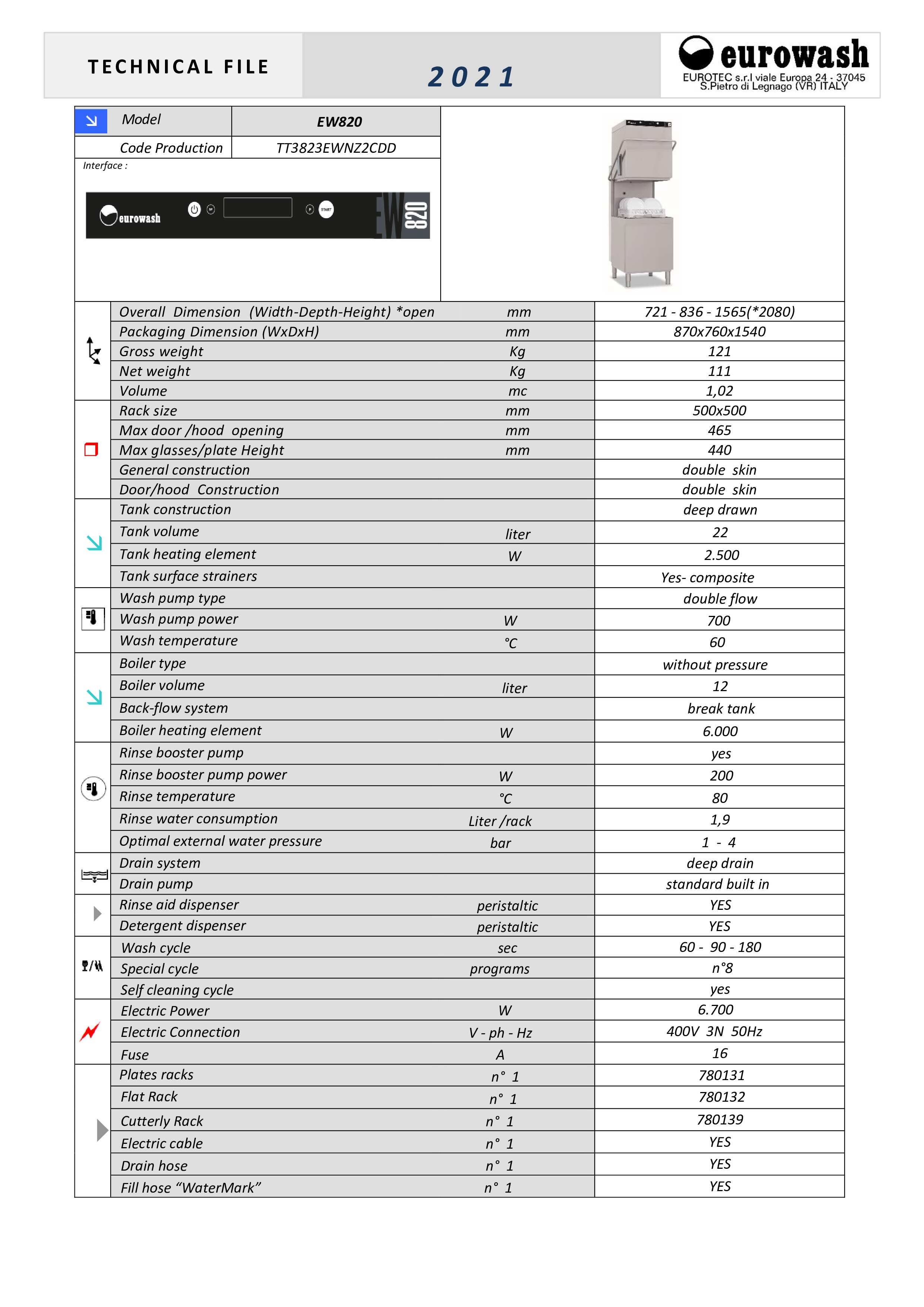 Thumbnail - Eurowash TOP-Line EW820 - Pass Through Dishwasher