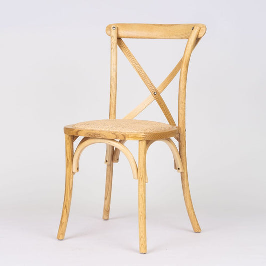 Elmwood Cross Back Chair with Rattan Seat