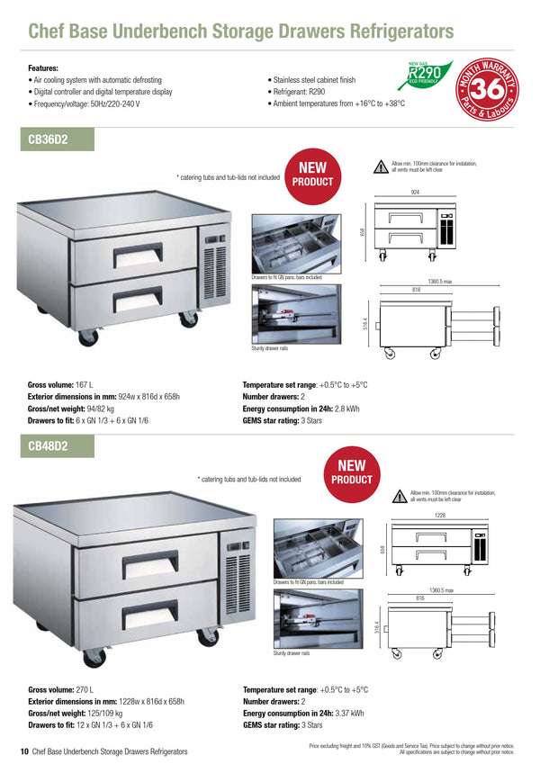 Exquisite CB48D2 - Two Drawer Underbench Fridge
