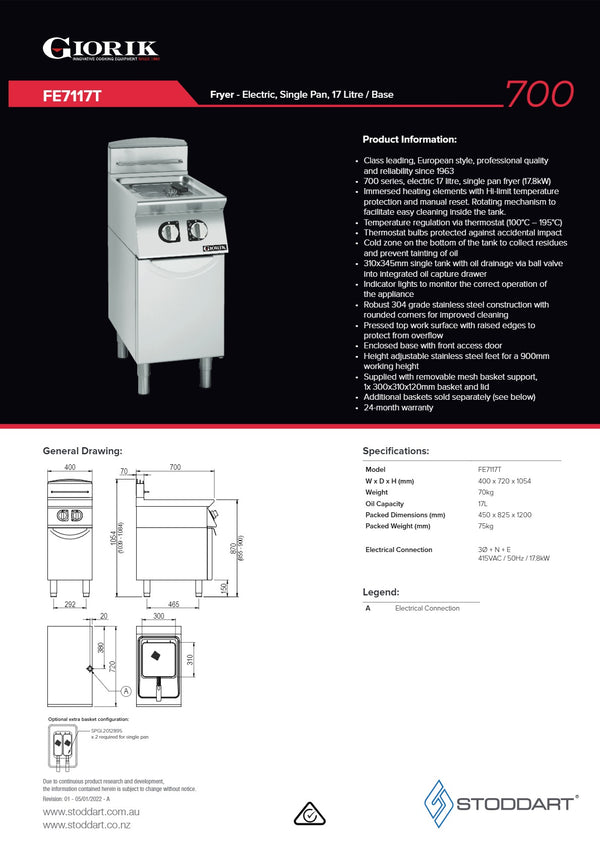 Giorik FE7117T - Single Pan Fryer