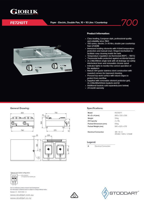 Giorik FE7210TT - Countertop Fryer