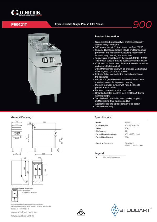 Giorik FE9121T - Single Pan Fryer