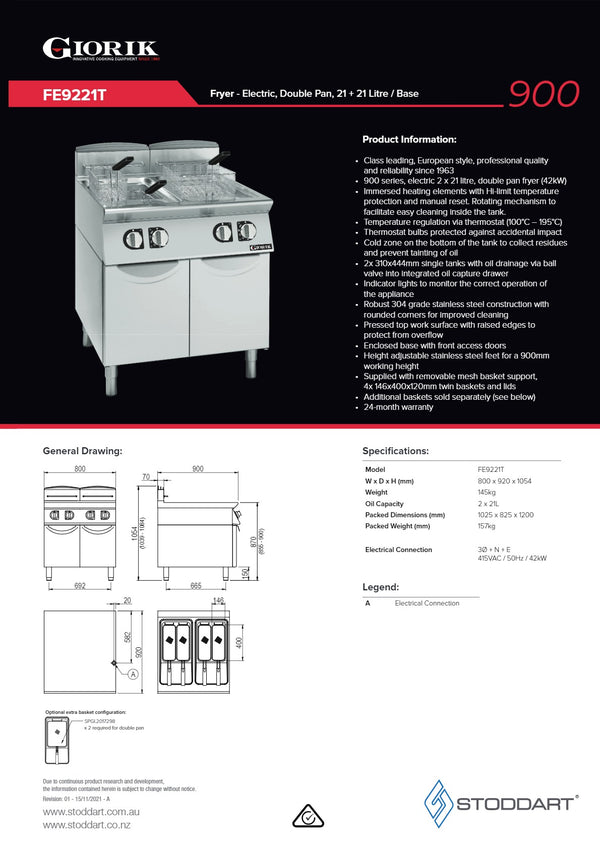 Giorik FE9221T - Double Pan Fryer
