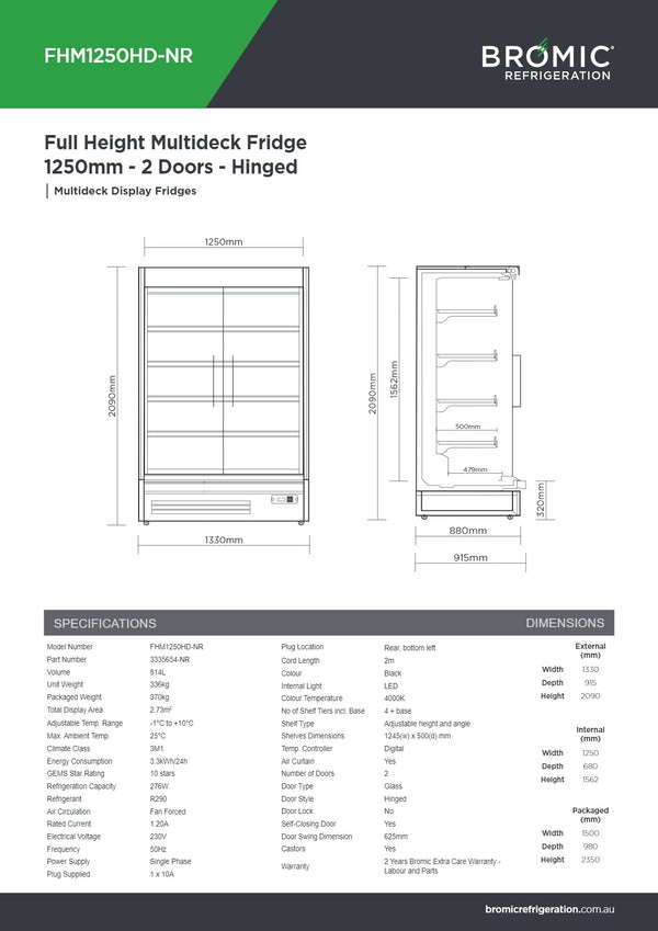 Bromic FHM1250HD-NR - Multideck Fridge