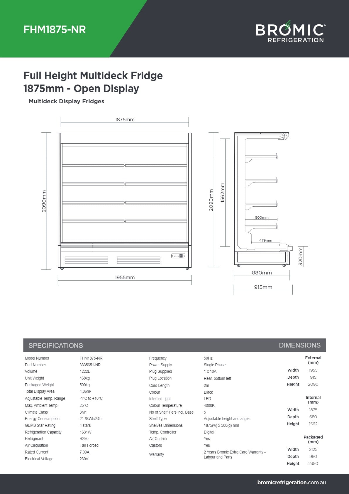 Bromic FHM1875-NR - Open Multideck Fridge