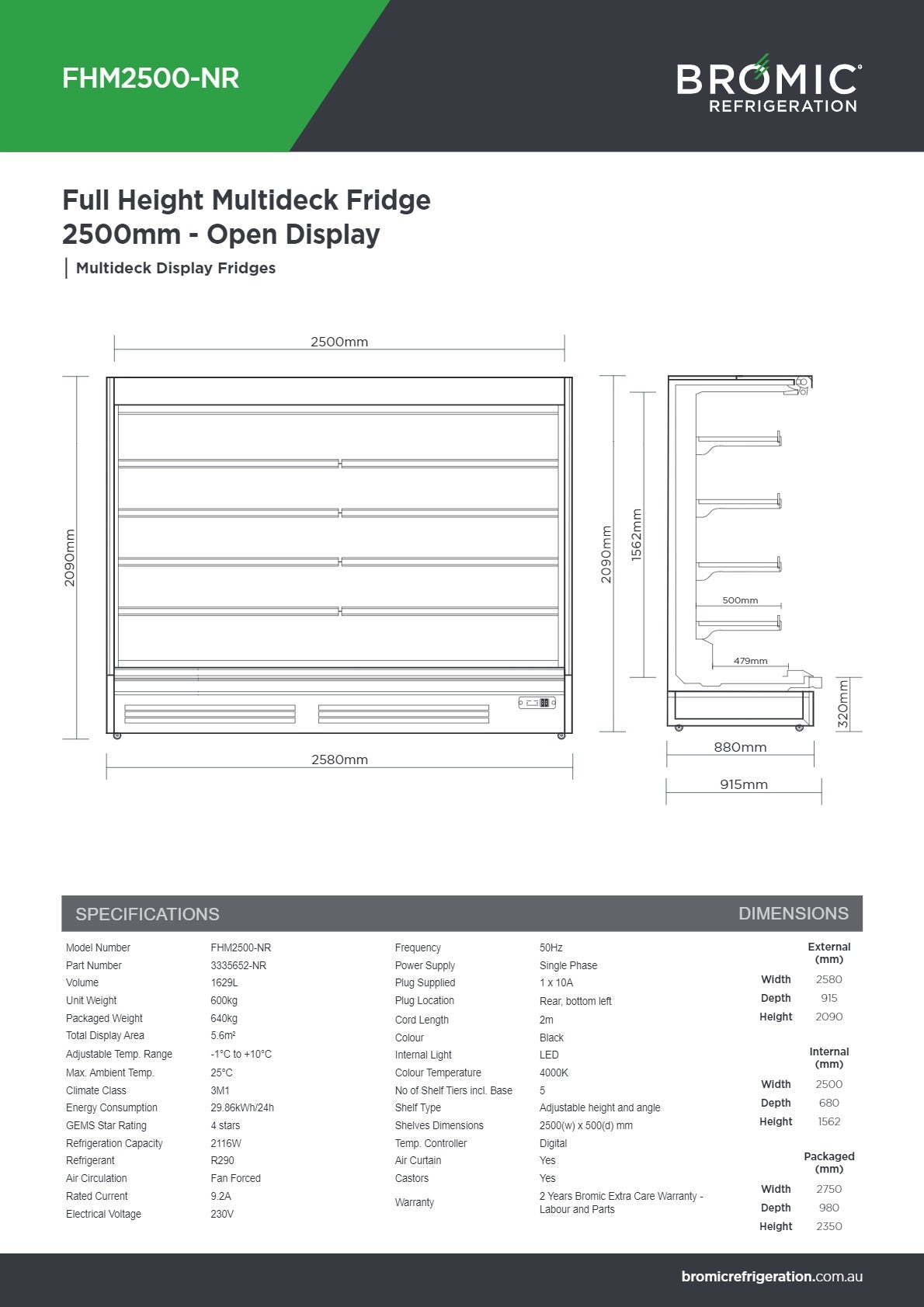 Bromic FHM2500-NR - Open Multideck Fridge
