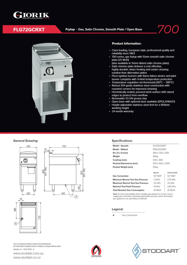Giorik FLG72GCRXT - Griddle