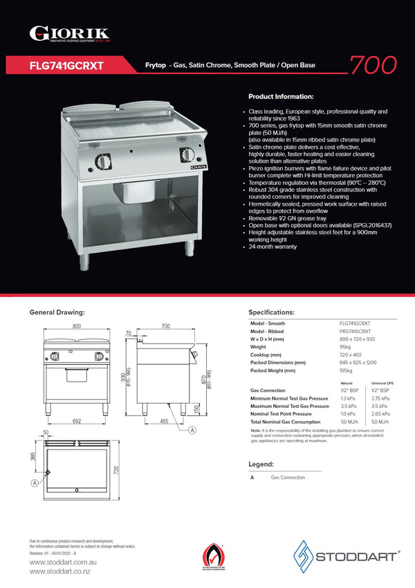 Giorik FLG741GCRXT - Griddle