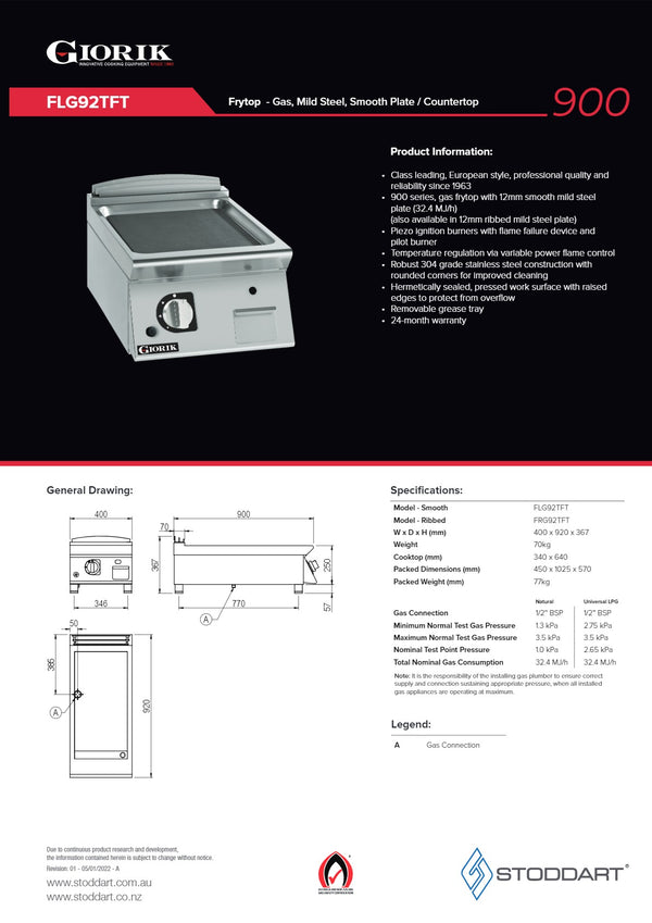 Giorik FLG92TFT - Griddle