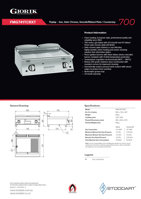 Giorik FMG741TCRXT - Griddle