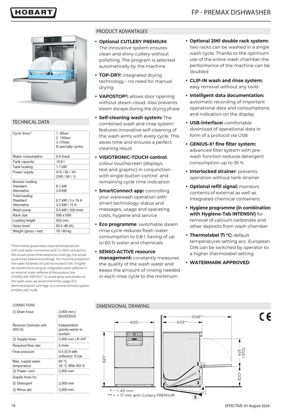 Hobart Premax FP-C - Undercounter Dishwasher