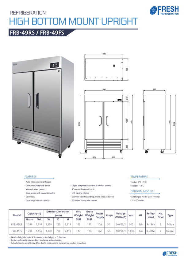 Fresh Refrigeration FRB-49RS - Upright Fridge