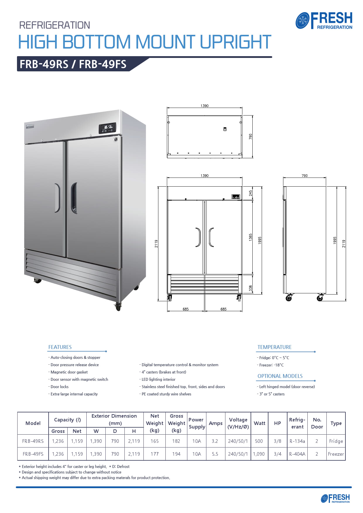 Fresh Refrigeration FRB-49FS - Upright Freezer