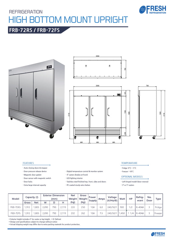 Fresh Refrigeration FRB-72FS - Upright Freezer