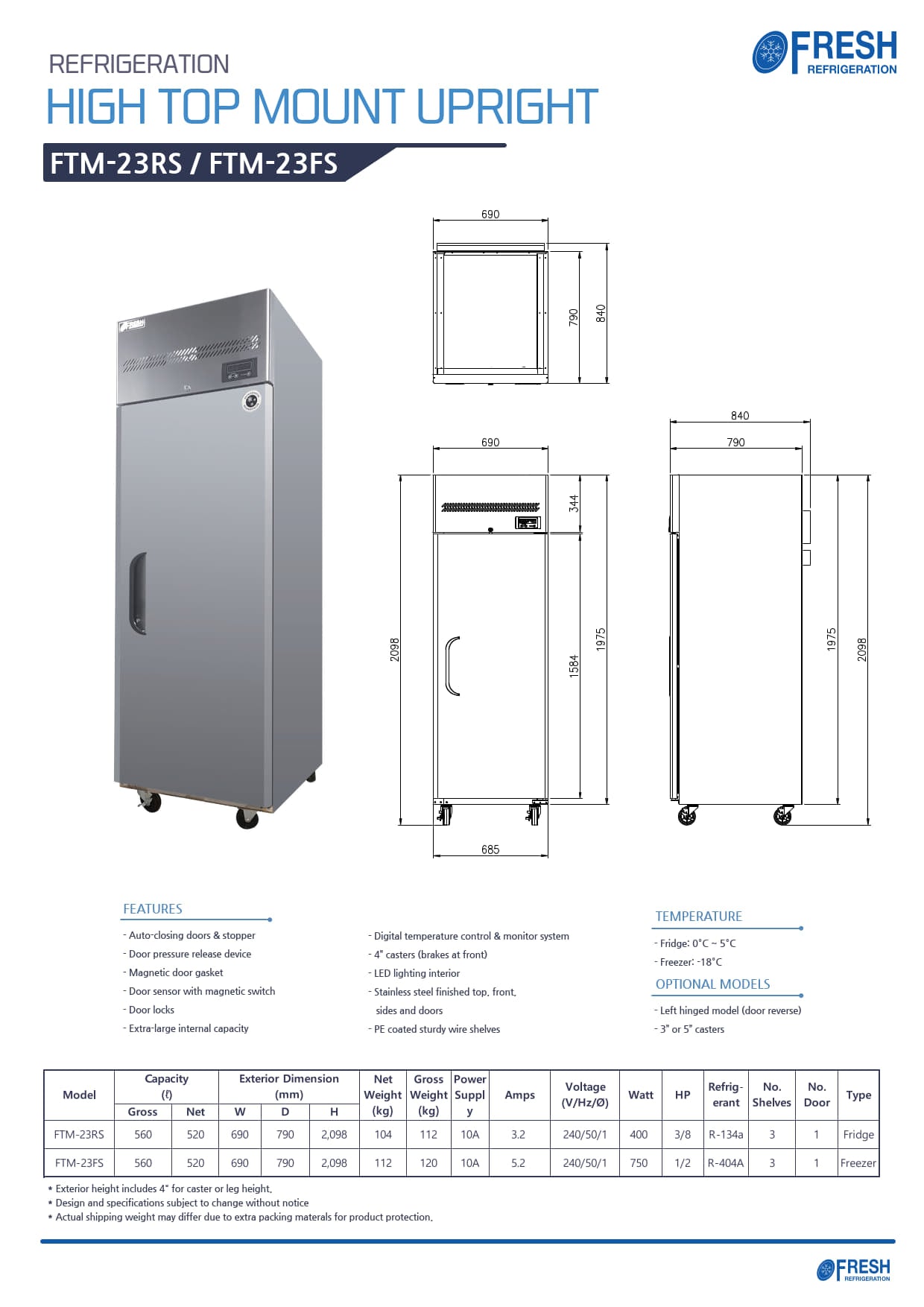 Fresh Refrigeration FTM-23FS - Upright Freezer