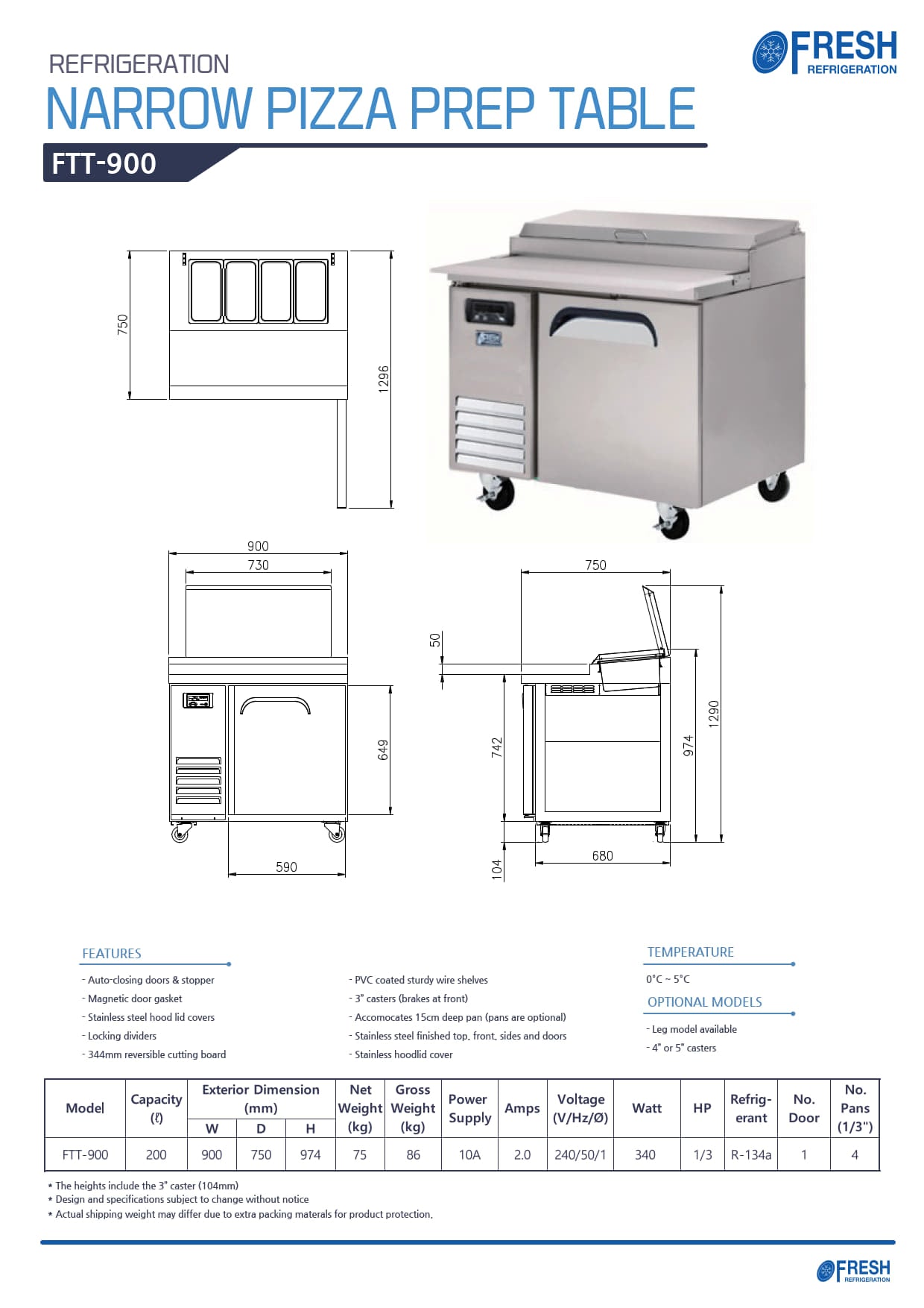 Fresh Refrigeration FTT-900 - Narrow Pizza Prep Fridge